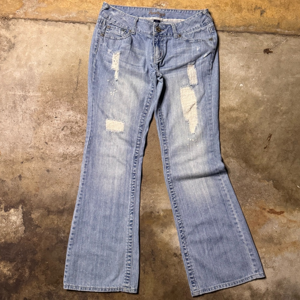 Vintage Y2K Distressed Light Blue Women's Lowrise Flare Jeans